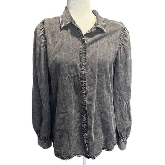 RAILS Angelica Button-Up Shirt Black Acid Wash Size Large - Picture 2 of 8